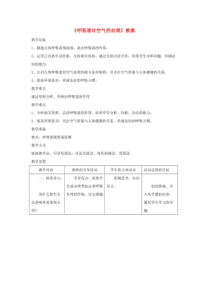 安徽省七年級生物下冊 4.3.1 呼吸道對空氣的處理教案1 （新版）新人教版.doc