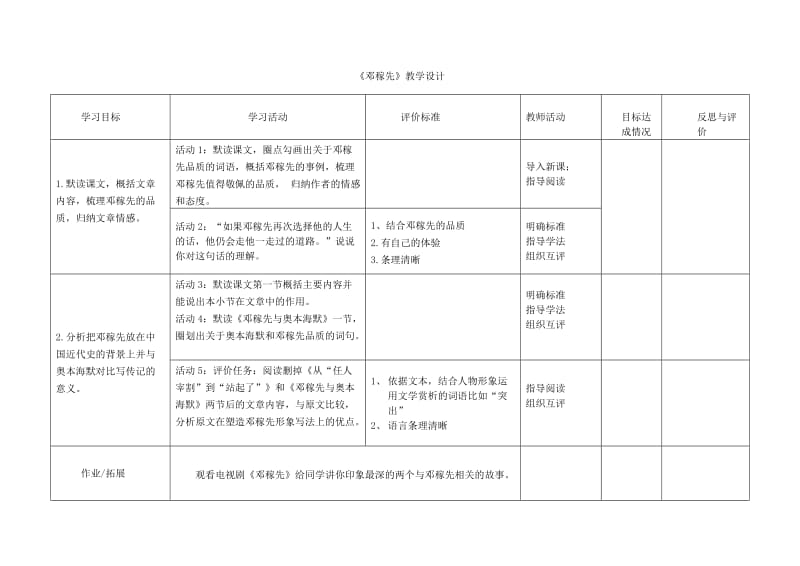 河南省荥阳市七年级语文下册 1《邓稼先》教学设计 新人教版.doc_第2页