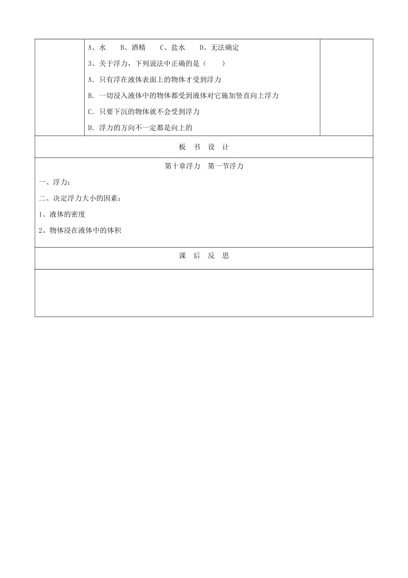 天津市静海区八年级物理下册 10.1 浮力教案 （新版）新人教版.doc_第3页