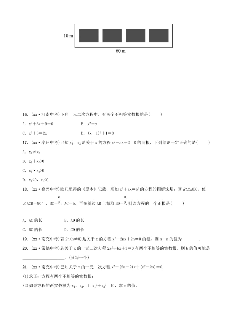 （潍坊专版）2019中考数学复习 第1部分 第二章 方程（组）与不等式（组）第二节 一元二次方程及其应用检测.doc_第3页