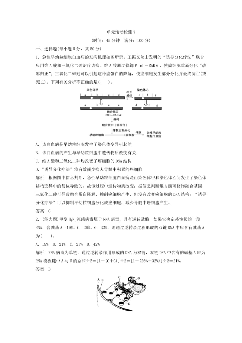 2019-2020年高考生物一轮复习方案 第三单元 生物变异、进化、育种 新人教版必修2.doc_第3页