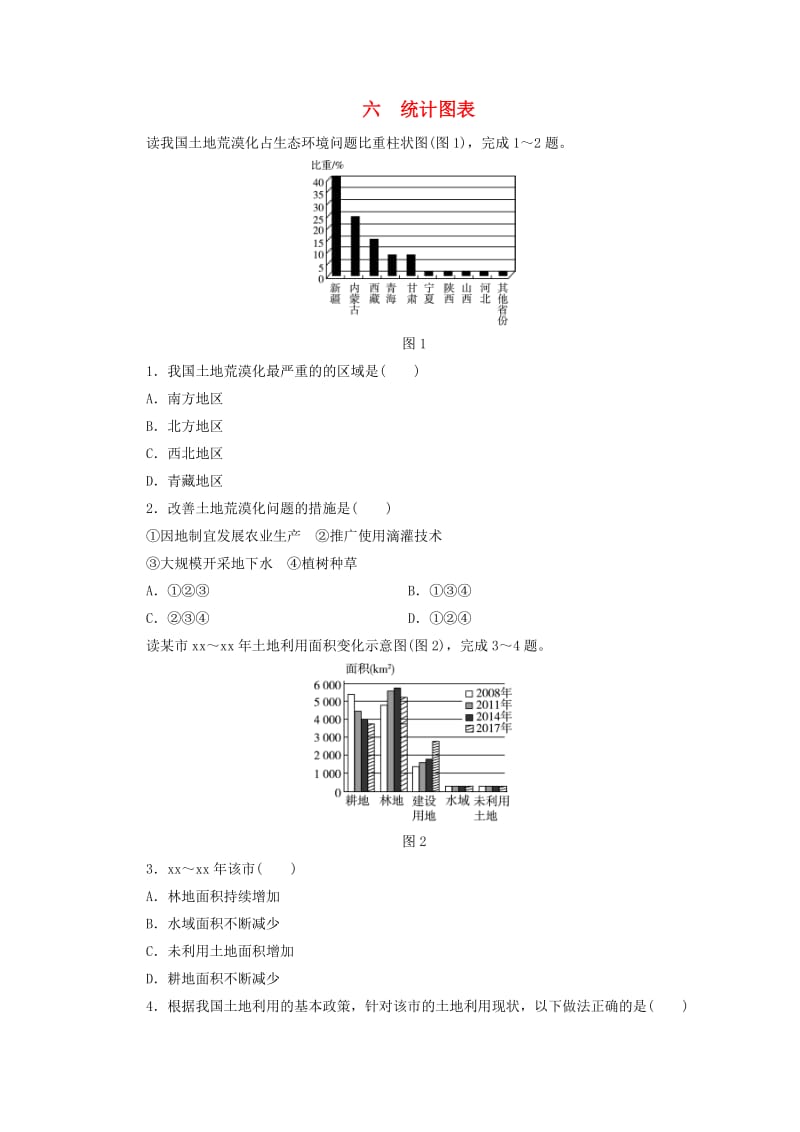 江西省2019届中考地理 专题一 图表专题 六 统计图表检测.doc_第1页