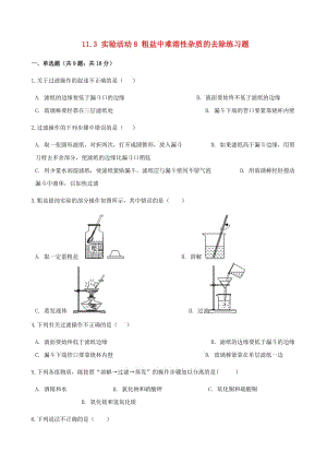 九年級(jí)化學(xué)下冊(cè) 11.3 實(shí)驗(yàn)活動(dòng)8 粗鹽中難溶性雜質(zhì)的去除練習(xí)題 （新版）新人教版.doc