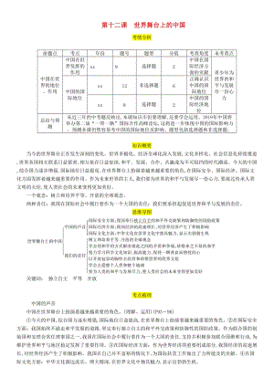 四川省宜賓市2019年中考道德與法治總復(fù)習(xí) 九上 第5單元 走近民法 第12課 世界舞臺上的中國習(xí)題 教科版.doc