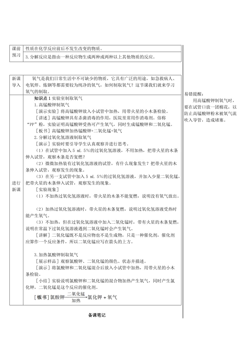 2018-2019学年九年级化学上册第二单元我们周围的空气课题3制取氧气教案 新人教版.doc_第2页