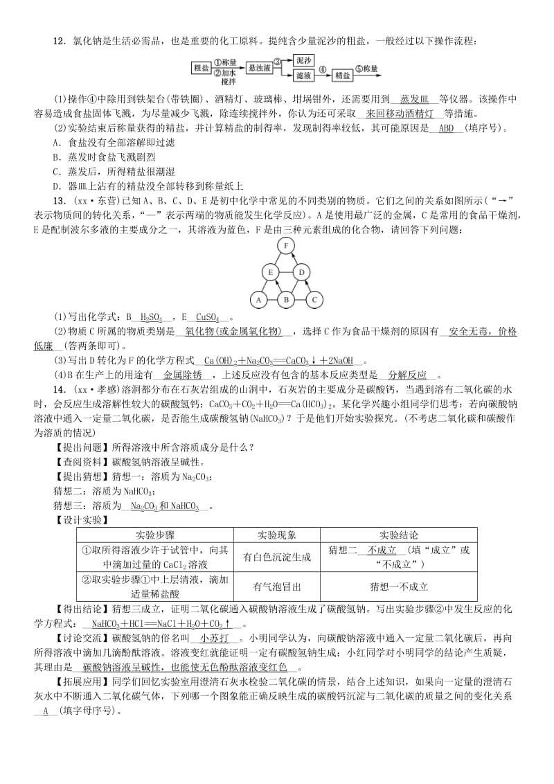 河北省九年级化学下册 第十一单元 盐 化肥单元复习（十一）盐 化肥习题 （新版）新人教版.doc_第3页