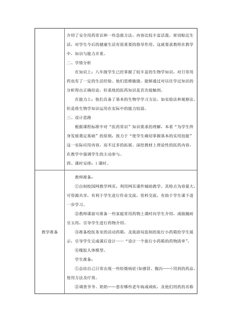 吉林省榆树市八年级生物下册 第八单元 第二章 用药与急救教案 （新版）新人教版.doc_第2页