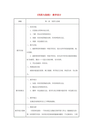 吉林省榆树市八年级生物下册 第八单元 第二章 用药与急救教案 （新版）新人教版.doc