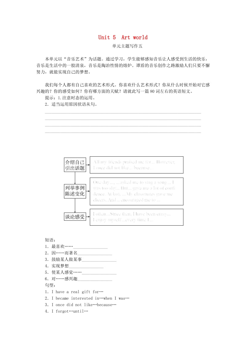 九年级英语上册 Unit 5 Art world主题写作五同步练习 （新版）牛津版.doc_第1页