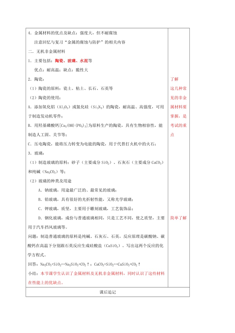 江苏省徐州市铜山区九年级化学下册 9.2 新型材料的研制 9.2.1 新型材料的研制教案 沪教版.doc_第2页