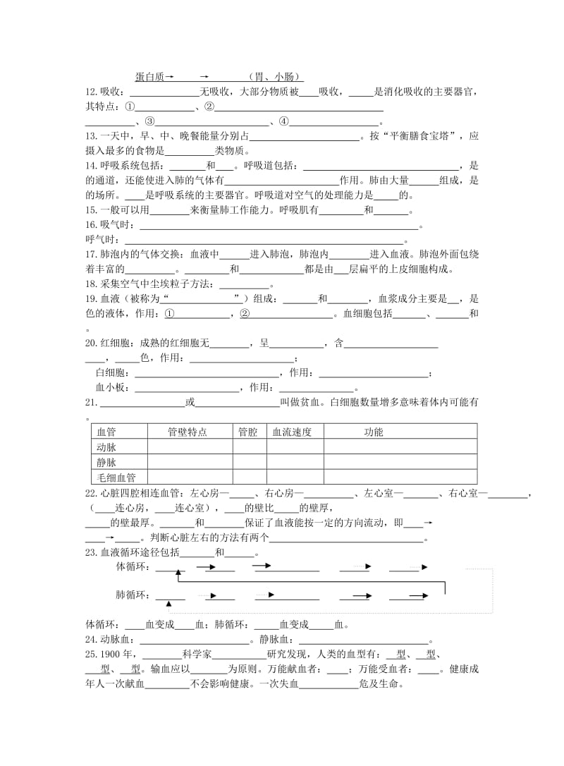 湖南省七年级生物下册 第四单元 生物圈中的人复习题.doc_第2页