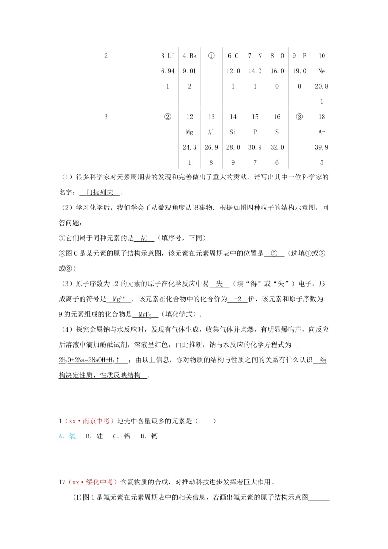 河北省保定市中考化学复习汇编 15 元素、元素周期表.doc_第3页