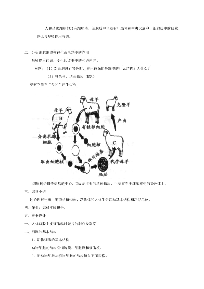 江苏省如皋市七年级生物下册 8.1生物体的基本结构教案2 苏科版.doc_第3页
