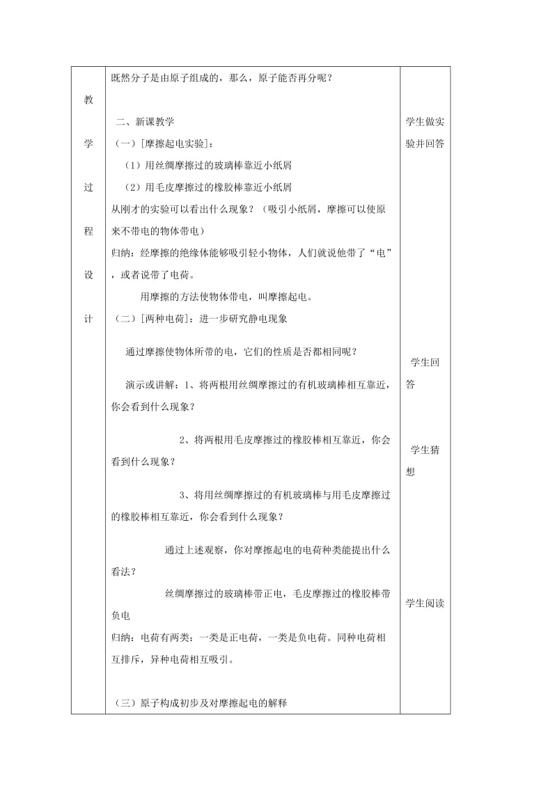 江苏省淮安市八年级物理下册 7.2静电现象教案 （新版）苏科版.doc_第2页