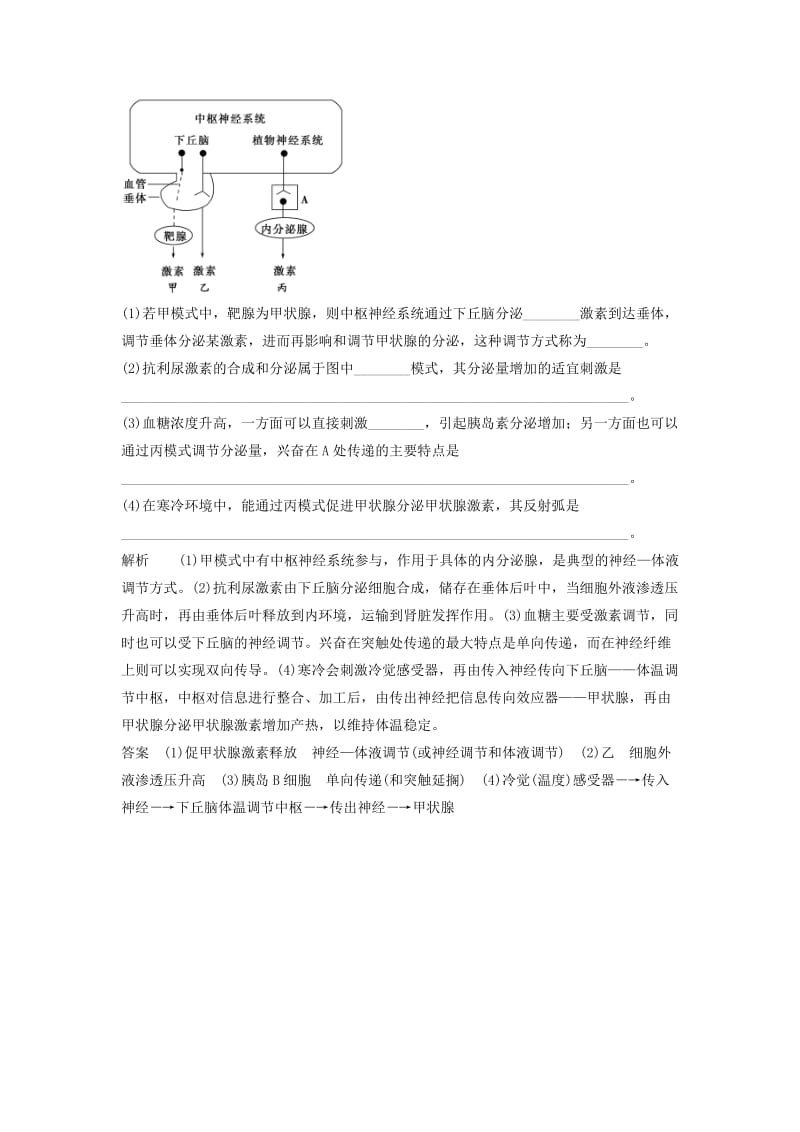 2019-2020年高考生物一轮复习方案 第一单元 生命活动的调节 新人教版必修3.doc_第3页