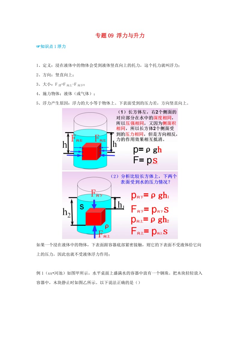 （考前练兵）2019中考物理备考全攻略 专题09 浮力与升力（含解析）.doc_第1页