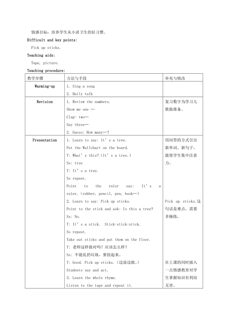 2019-2020年一年级英语上册 Unit 2(1) Period 4教案 沪教牛津版.doc_第3页