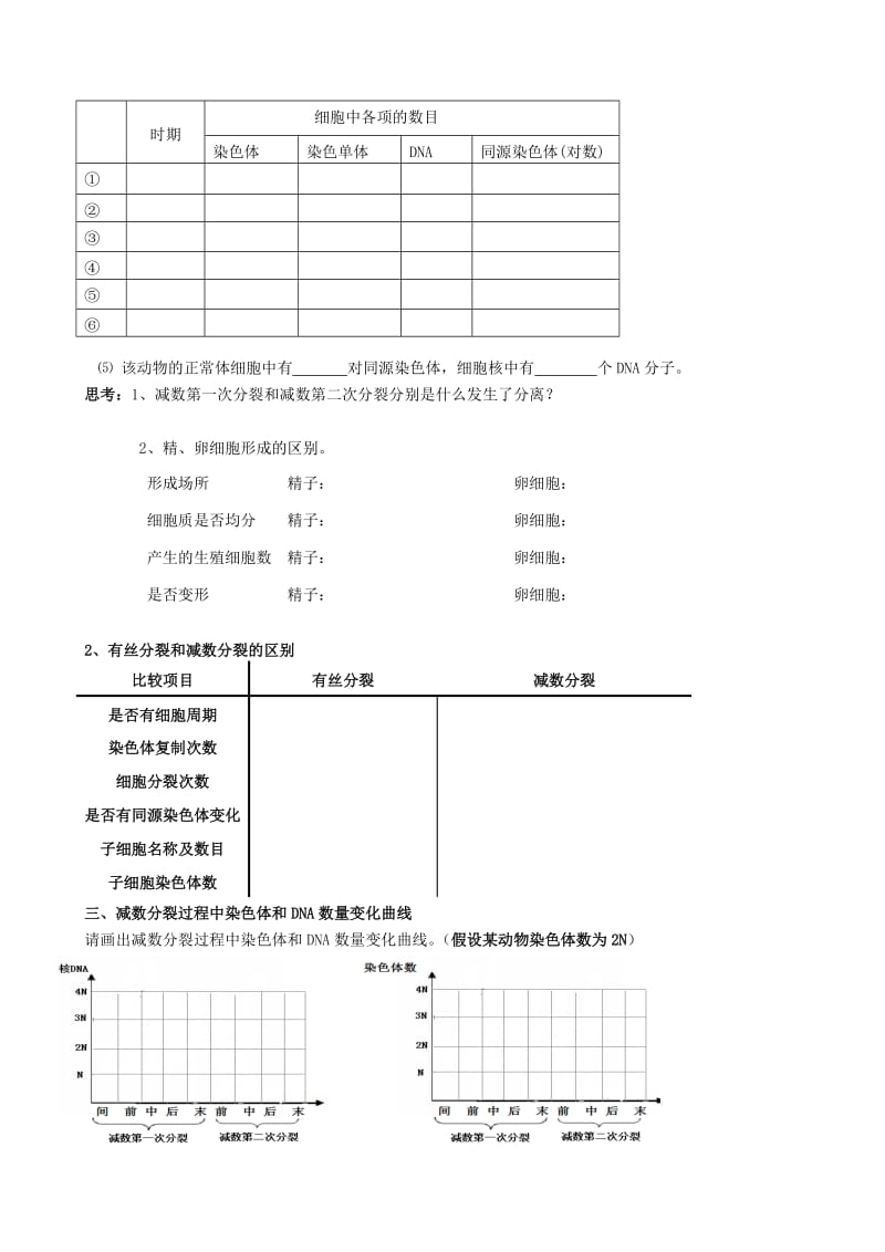 2019-2020年高考生物总复习 第14讲 减数分裂和受精作用学案 新人教版必修2.doc_第2页