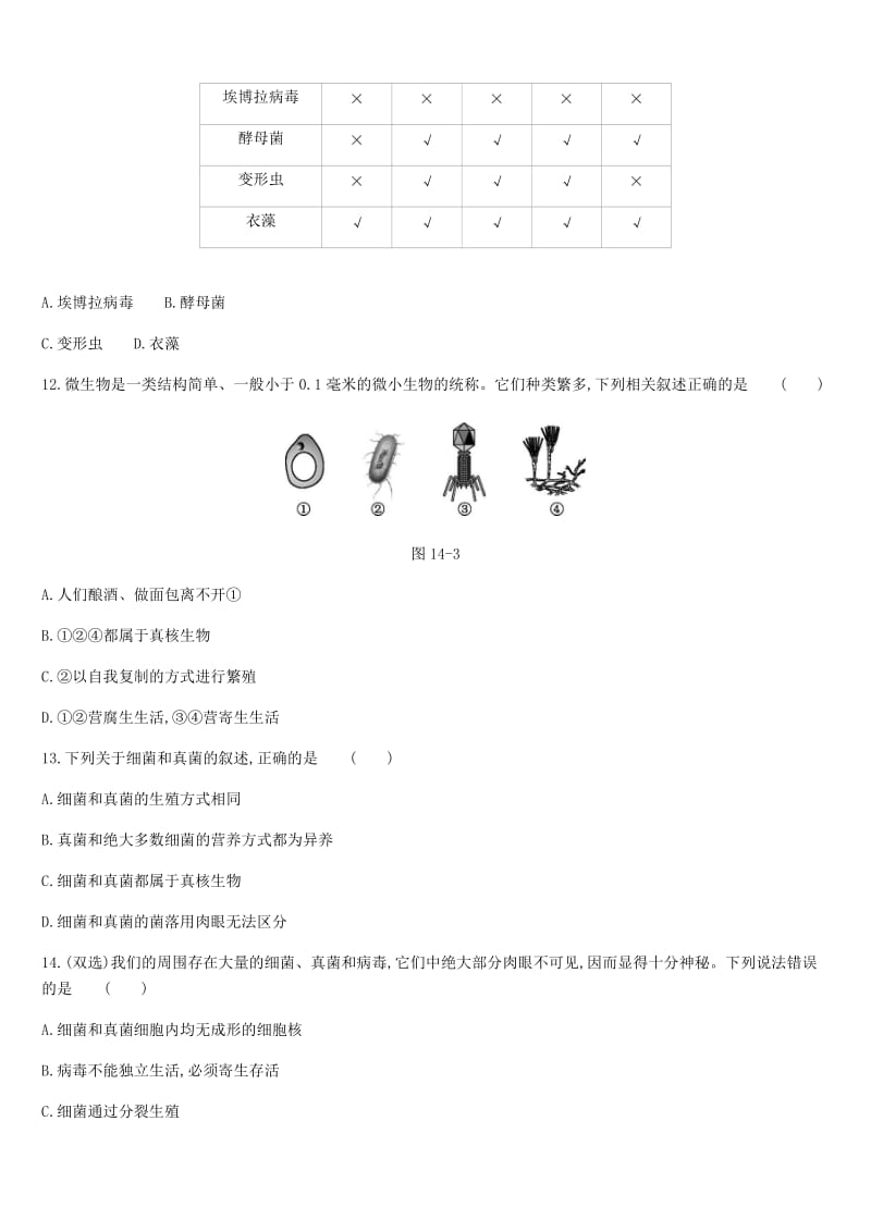 广东省深圳市2019年中考生物 主题复习七 生物的多样性 第14课时 微生物练习.doc_第3页