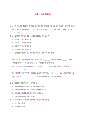 江蘇省大豐市九年級物理上冊 12.1 動能 勢能 機(jī)械能 專題1 動能和勢能課程講義 （新版）蘇科版.doc