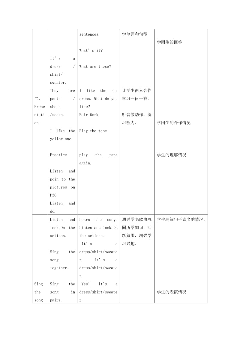 2019-2020年一年级英语下册 Unit 11 clothes第二课时教案 北师大版.doc_第2页