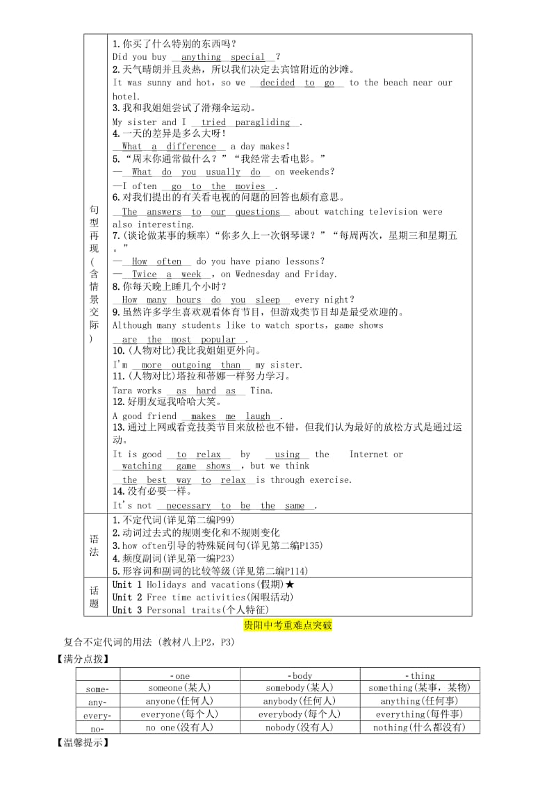 （贵阳专版）2019中考英语总复习 第1部分 教材知识梳理篇 八上 Units 1-3（精讲）检测.doc_第3页