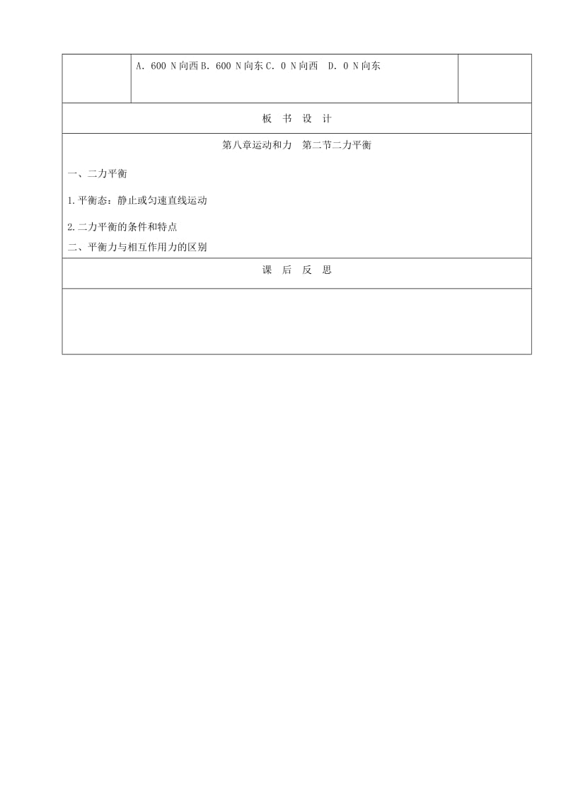 天津市静海区八年级物理下册 8.2 二力平衡教案2 （新版）新人教版.doc_第3页