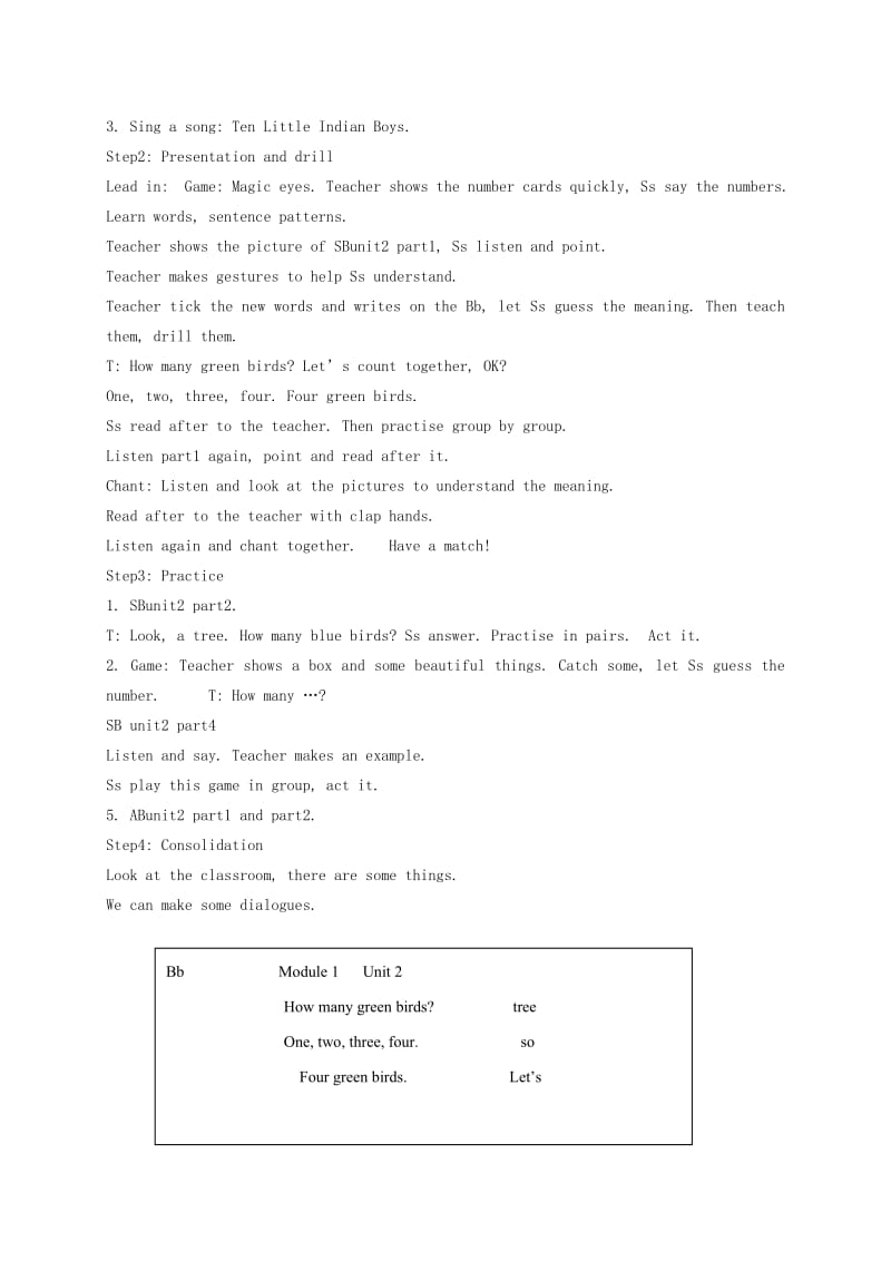 2019-2020年一年级英语下册 Module 1 Unit 2(1)教案 外研版（一起）.doc_第3页