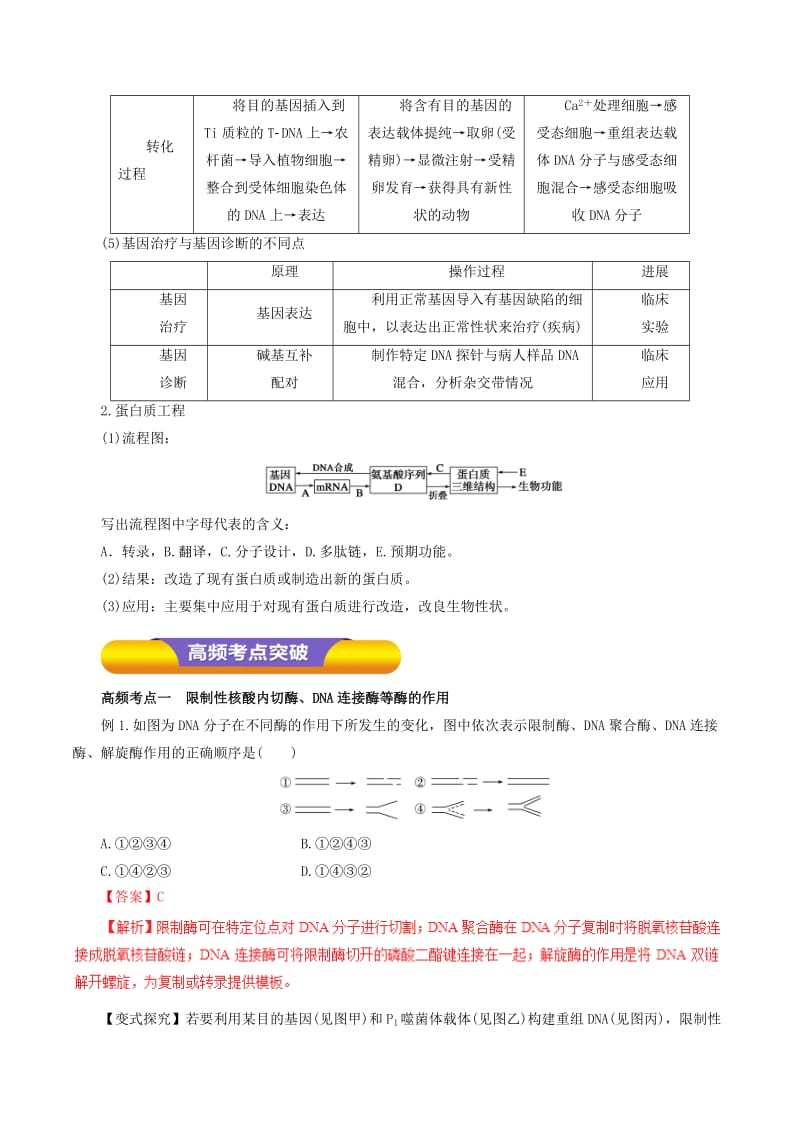 2019-2020年高考生物一轮复习专题10.1基因工程教学案（含解析）.doc_第3页