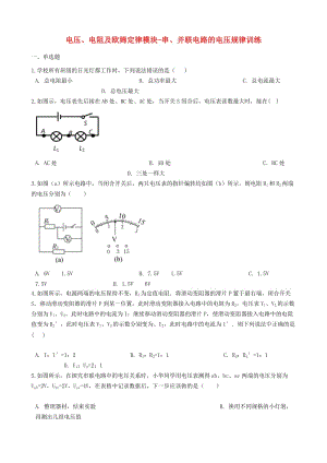 2018-2019學(xué)年中考物理 電壓、電阻及歐姆定律模塊 串、并聯(lián)電路的電壓規(guī)律訓(xùn)練（含解析） 滬科版.doc