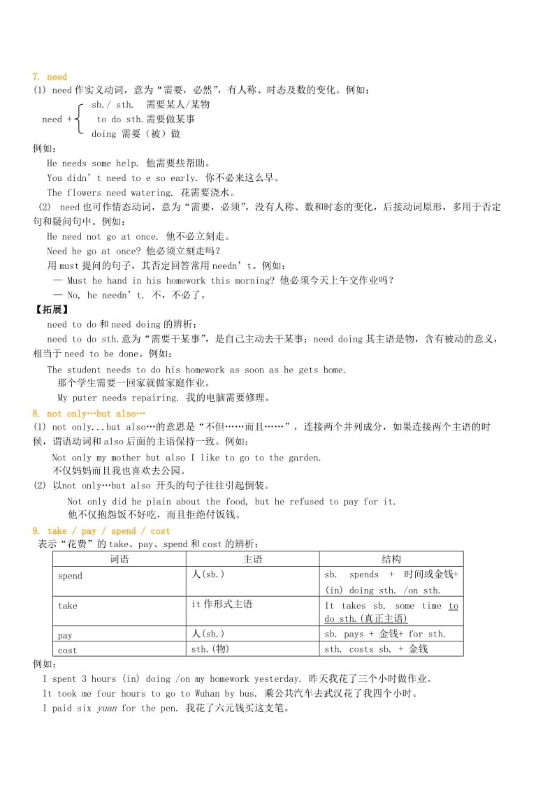 七年级英语下册知识导学RevisionmoduleA词句精讲精练新版外研版.doc_第3页