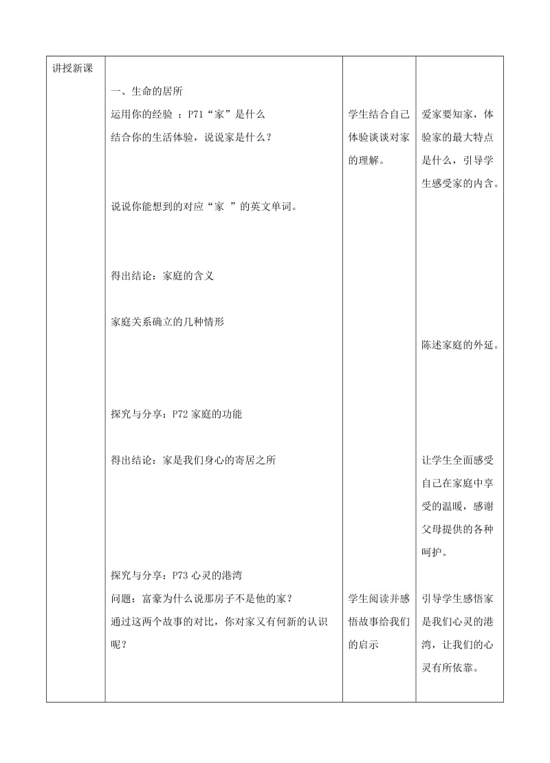 湖南省耒阳市七年级道德与法治上册 第三单元 师长情谊 第七课 亲情之爱 第一框 家的意味教案 新人教版.doc_第2页