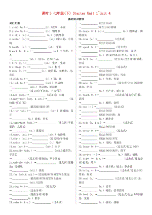 陜西省2019中考英語復(fù)習(xí) 知識(shí)梳理 課時(shí)3 七下 Starter Unit 1-4（基礎(chǔ)知識(shí)梳理）檢測(cè).doc