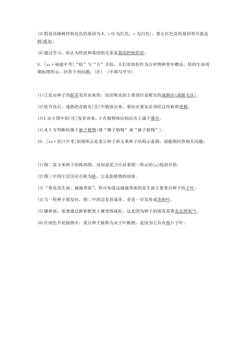 滨州专版山东省2019年中考生物总复习第四单元物种的延续第一章绿色开花植物的一生一至三节预测.doc_第3页