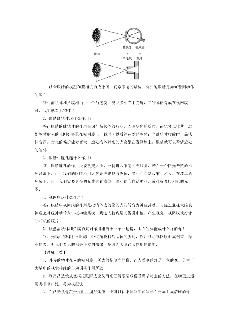 八年级物理上册第5章第4节眼睛和眼镜教案 新人教版.doc_第2页