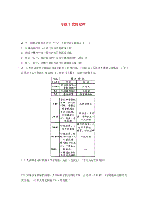 江蘇省大豐市九年級物理上冊 14.3 歐姆定律 專題3 歐姆定律課程講義 （新版）蘇科版.doc