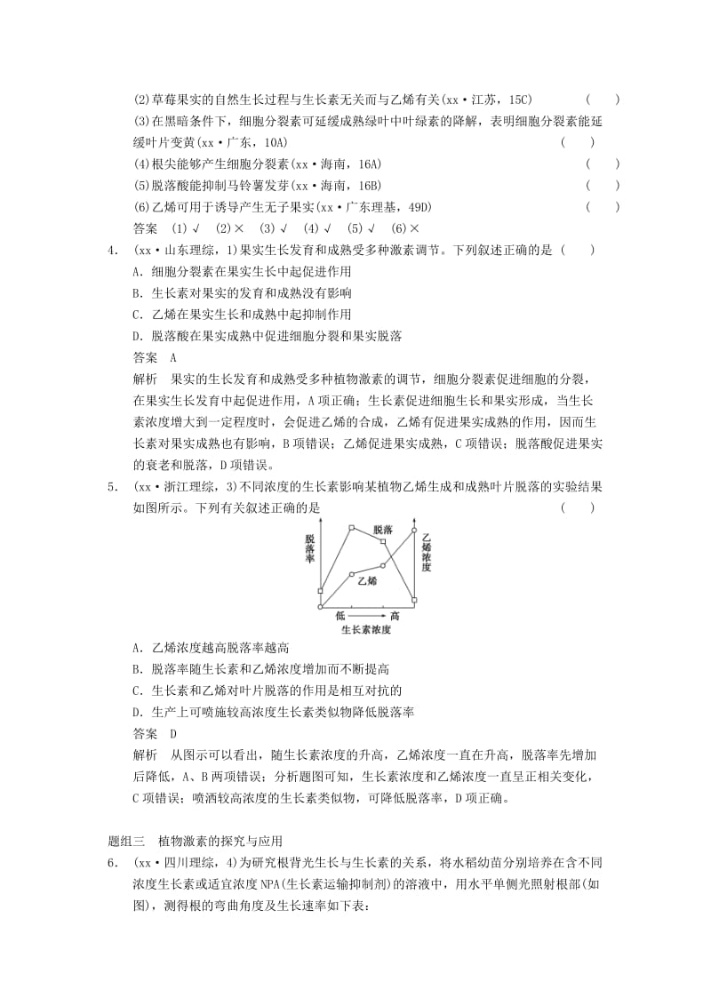 2019-2020年高考生物一轮集训 真题与练出高分 8.30植物的激素调节 新人教版.doc_第2页