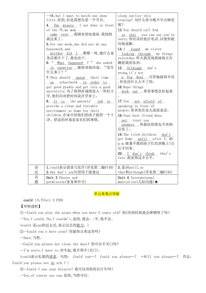 （宜宾专版）2019届中考英语总复习 第一篇 教材知识梳理篇 八下 Units 3-4（精讲）检测.doc_第3页