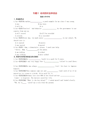 陜西省2019年中考英語總復(fù)習(xí) 專題十 動詞的時態(tài)和語態(tài)（含8年中考）試題（含解析）.doc