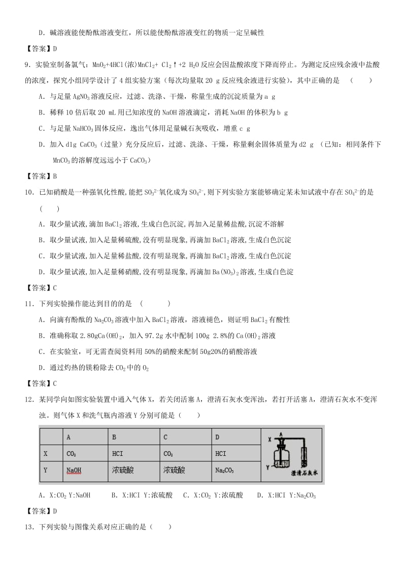 中考化学专题测试卷 生活中的的盐及粗盐的提纯.doc_第2页