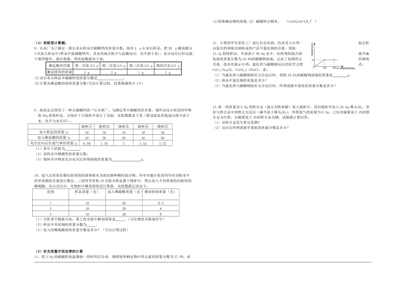 中考化学专题复习讲练第17讲化学计算题常考类型无答案.doc_第2页