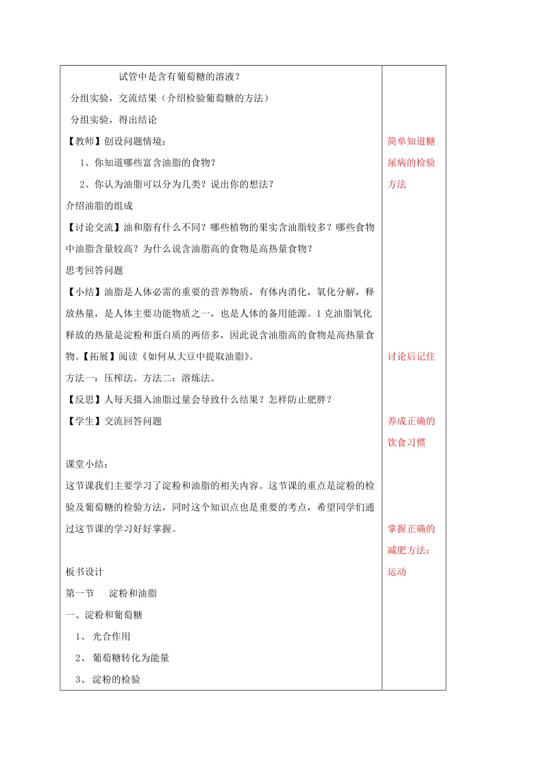 江苏省徐州市铜山区九年级化学下册 第8章 食品中的有机化合物 8.2 淀粉和油脂教案 沪教版.doc_第2页