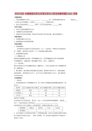 2019-2020年魯教版化學(xué)九年第五單元《常見的酸和堿》word學(xué)案.doc