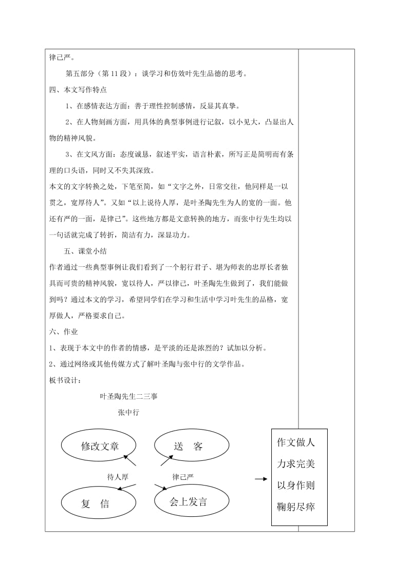 江苏省连云港市七年级语文下册 第四单元 13 叶圣陶先生二三事（第2课时）教案 新人教版.doc_第2页