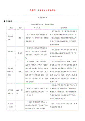 浙江省2019年中考語文總復習 第一部分 語文知識積累 專題04 文學常識與名著閱讀 新人教版.doc