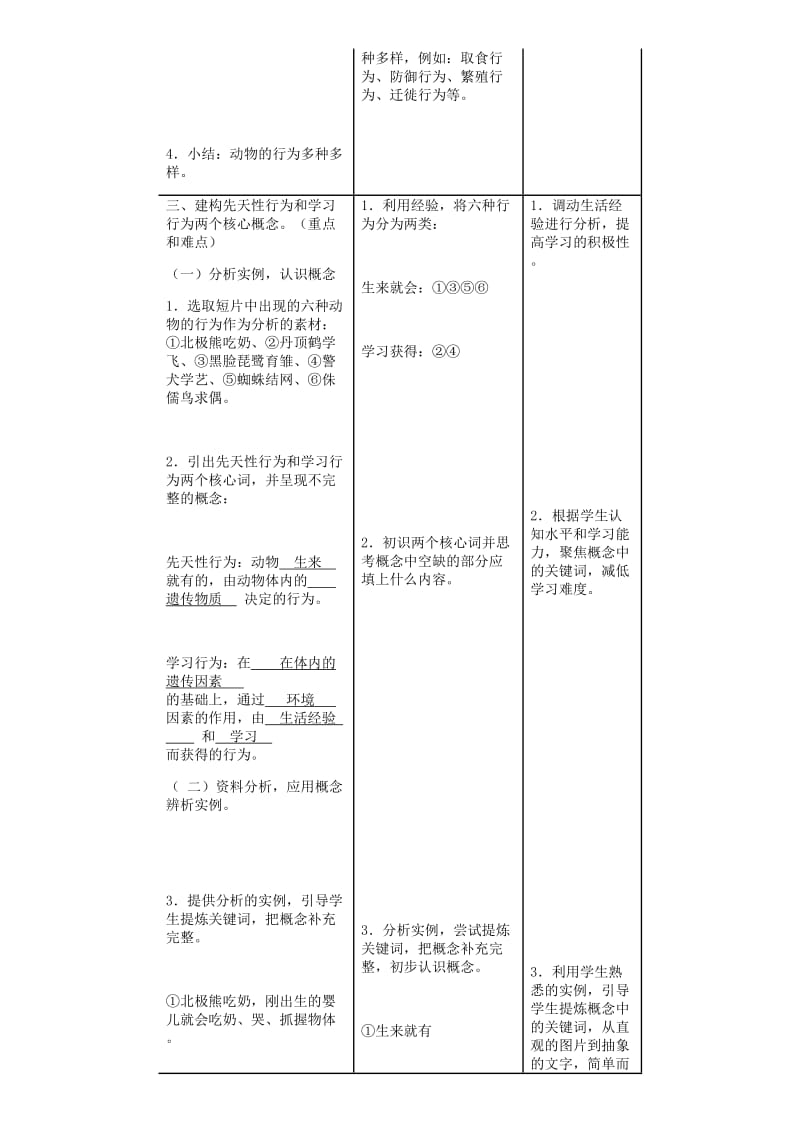 八年级生物上册 第5单元 第2章 第2节 先天性行为和学习行为教案 （新版）新人教版.doc_第3页