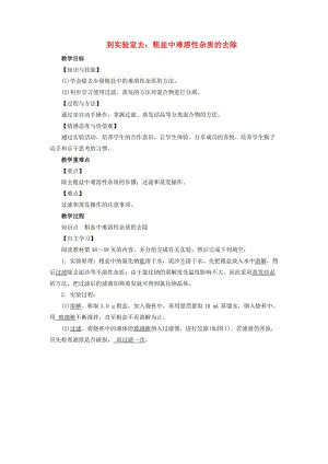 2019屆九年級化學下冊第8單元海水中的化學到實驗室去粗鹽中難溶性雜質(zhì)的去除教案新版魯教版.doc