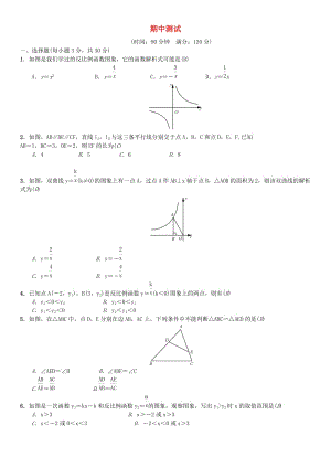 2018-2019學(xué)年九年級數(shù)學(xué)下冊 期中測試 （新版）新人教版.doc