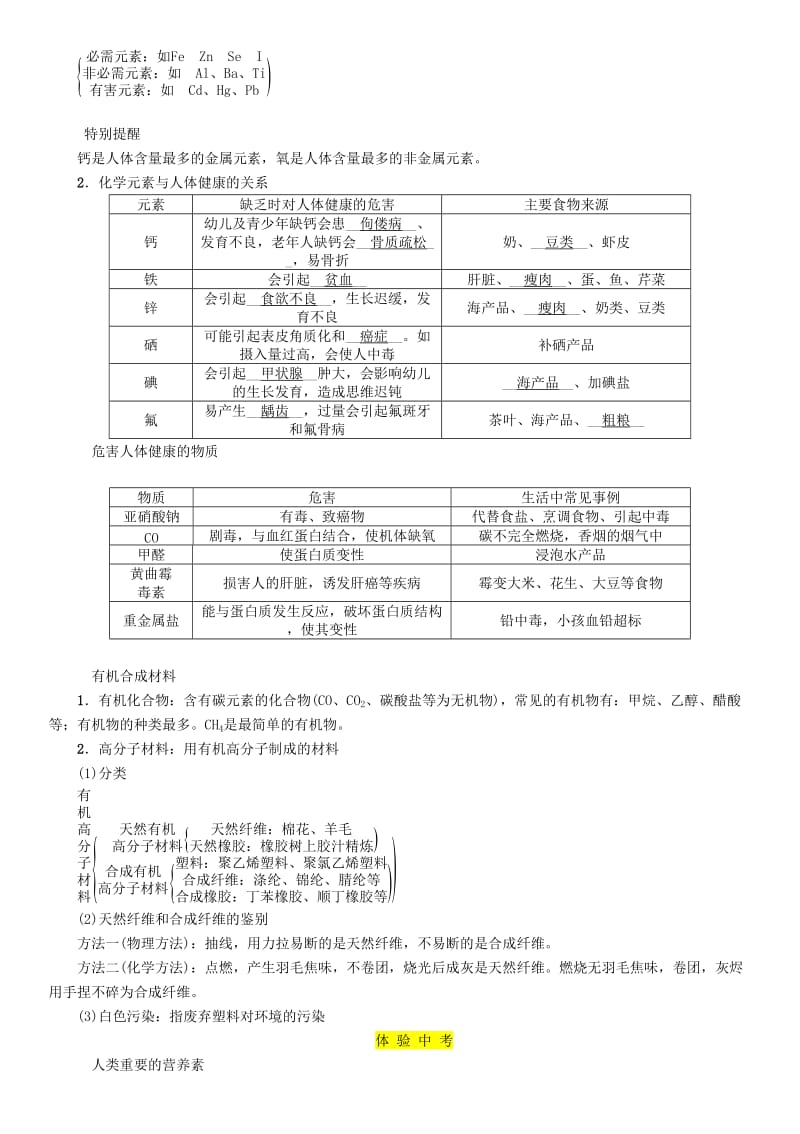 （贵阳专版）2019年中考化学总复习 第1编 主题复习 模块4 化学与社会发展 课时15 化学与生活（精讲）习题.doc_第2页