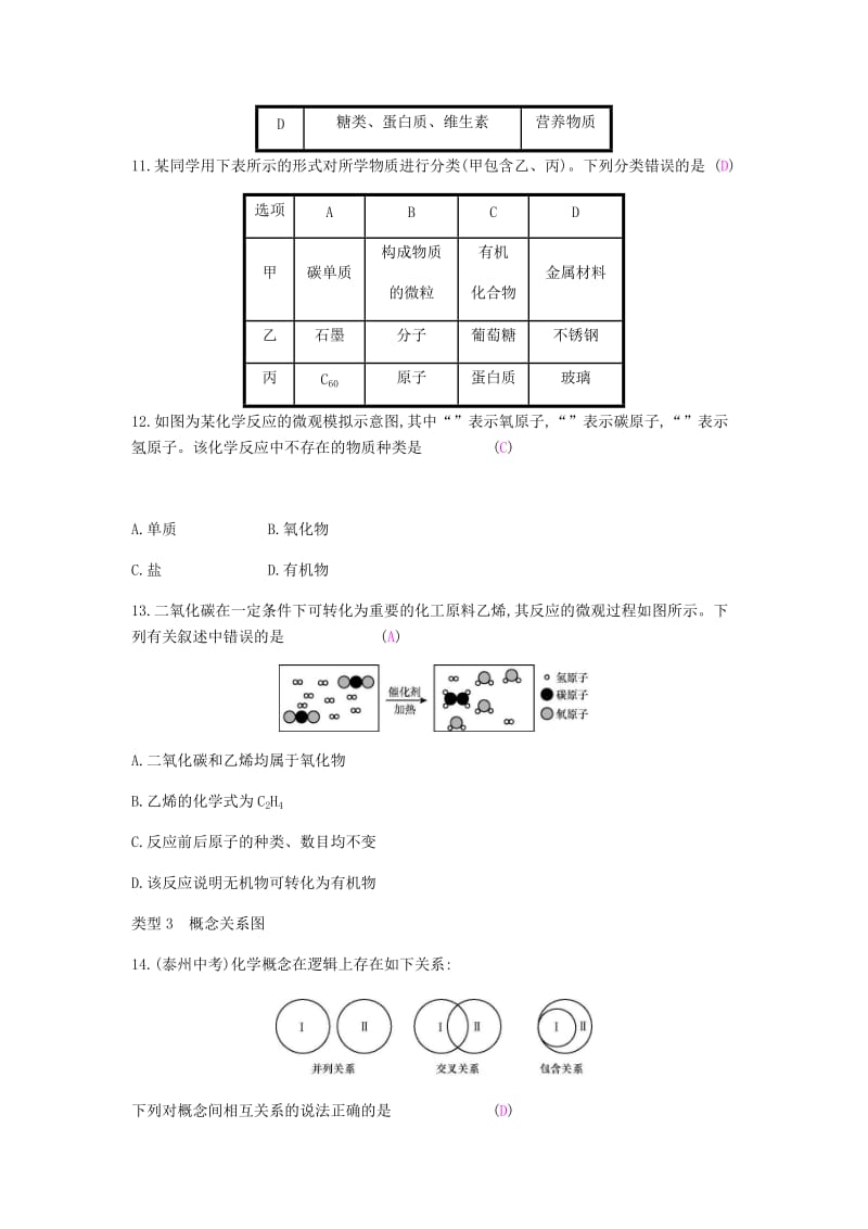 九年级化学下册 第十二单元 化学与生活 专题训练（四）物质的分类练习 （新版）新人教版.doc_第3页